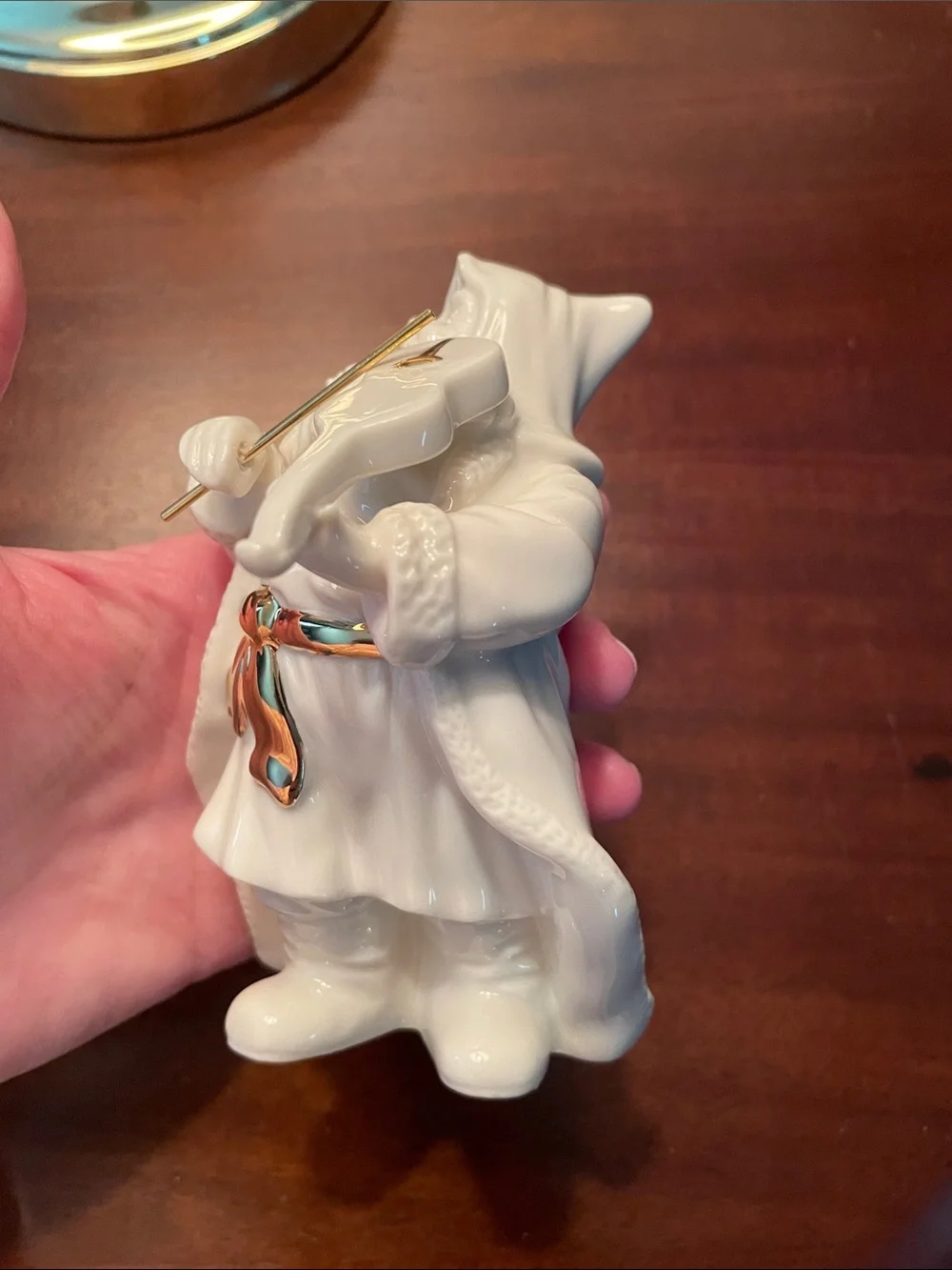 Lenox Glossy Cream Santa Figurine with Gold accents - Santa playing Violin | EUC